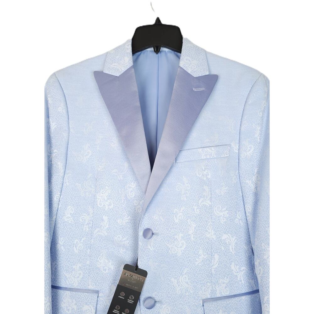 Alfani Mens Slim Fit Evening Jacket Blazer 44L Blue Floral Stretch Sheen NWT - Picture 4 of 7